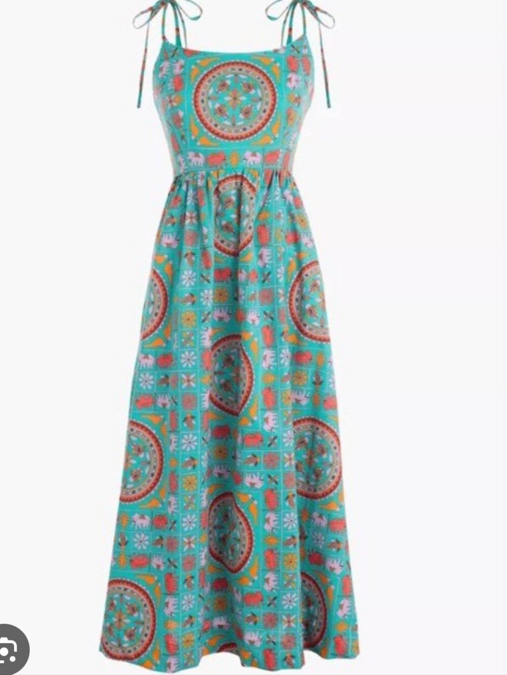 J. Crew x Drakes London Turquoise Bird & Elephant Print Cotton Midi Dress Sz 000